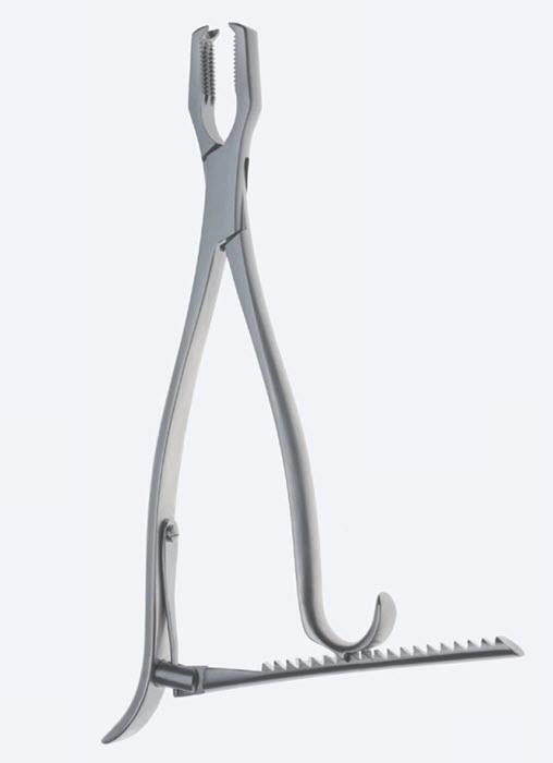 Зажими, хірургічні, "Kern", для утримання кісток, прямі, з кремальєрою, загальна довжина 210 мм, 8 1/4". Бренд - Asanus Medizintechnik Gmb, Німеччина